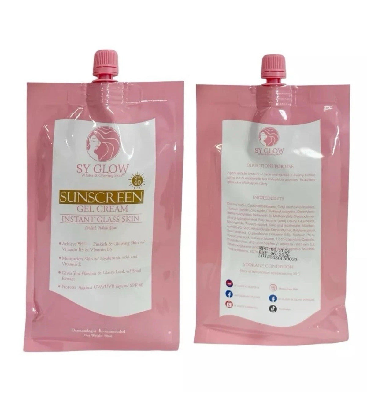 SPF 40 Sunscreen Gel Cream for Glass Skin 50ml - Hydrating & Protecting