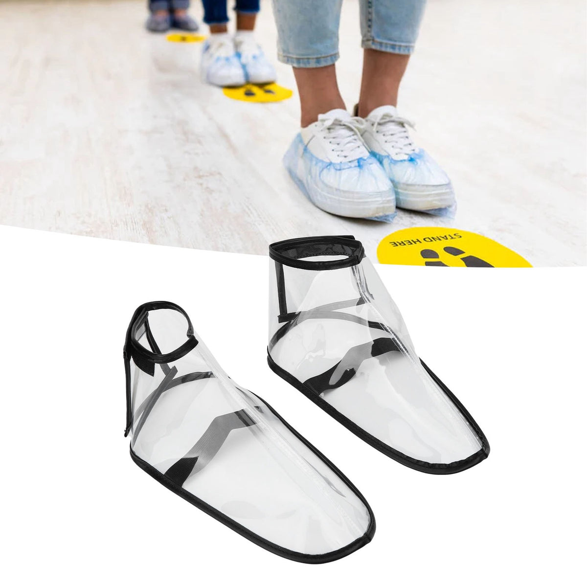Reusable Folding Hairdresser Shoe Covers - Transparent Waterproof Salon Footwear Protection