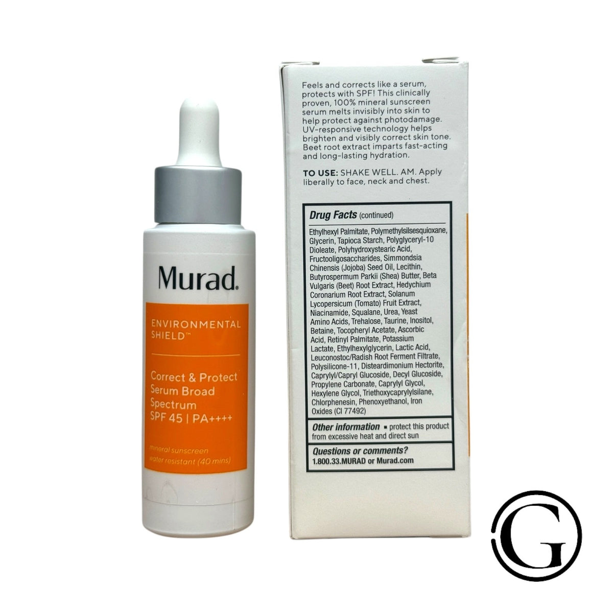 SPF 45 Skin Correct & Protect Serum - Brightening, Anti-Aging, Hydrating 1oz