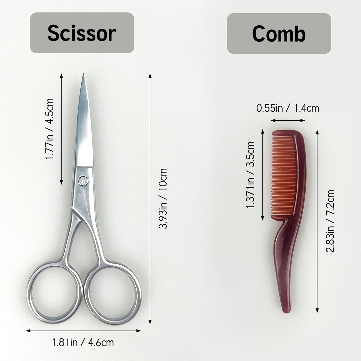 Men's Mustache Grooming Kit with Precision Scissors & Comb Travel Set