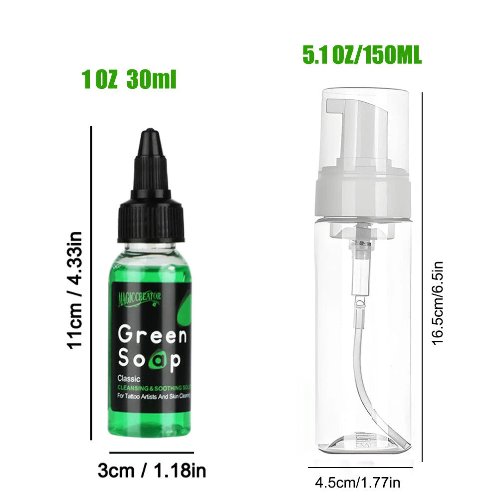 Ultra Concentrated Tattoo Green Soap Cleaning Kit 150ml Foaming Bottle
