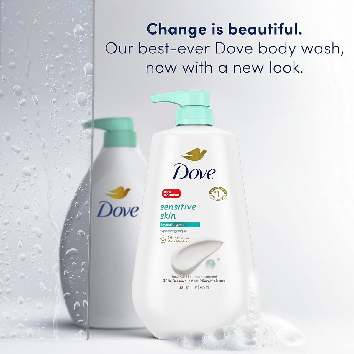 Dove Sensitive Skin Body Wash Set - Hypoallergenic & Paraben-Free, 3 x 30.6 fl oz