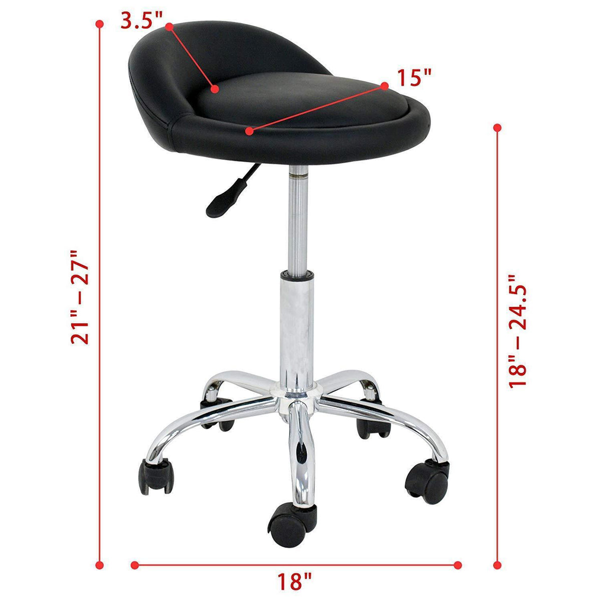 Adjustable Salon & Spa Rolling Stool with Backrest - Hydraulic Height & 360° Swivel