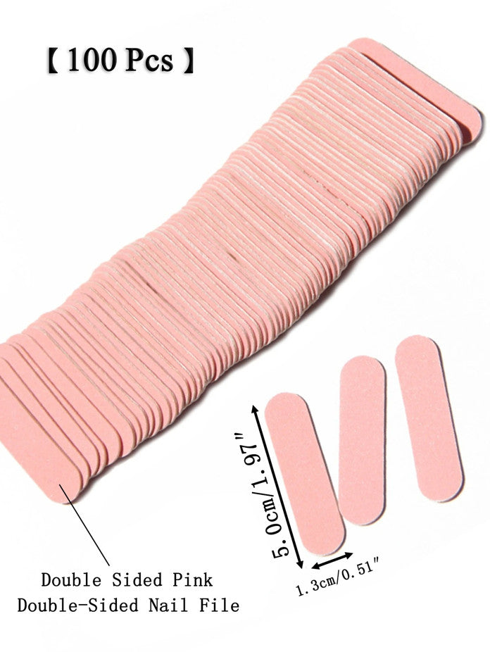 Mini Pink Nail Files Set - Double-Sided Emery Boards for Manicure & Pedicure