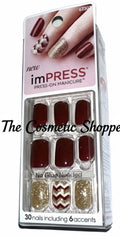 Press-On Short Length Symphony Fall Nails - Burgundy & Z Zag Accent