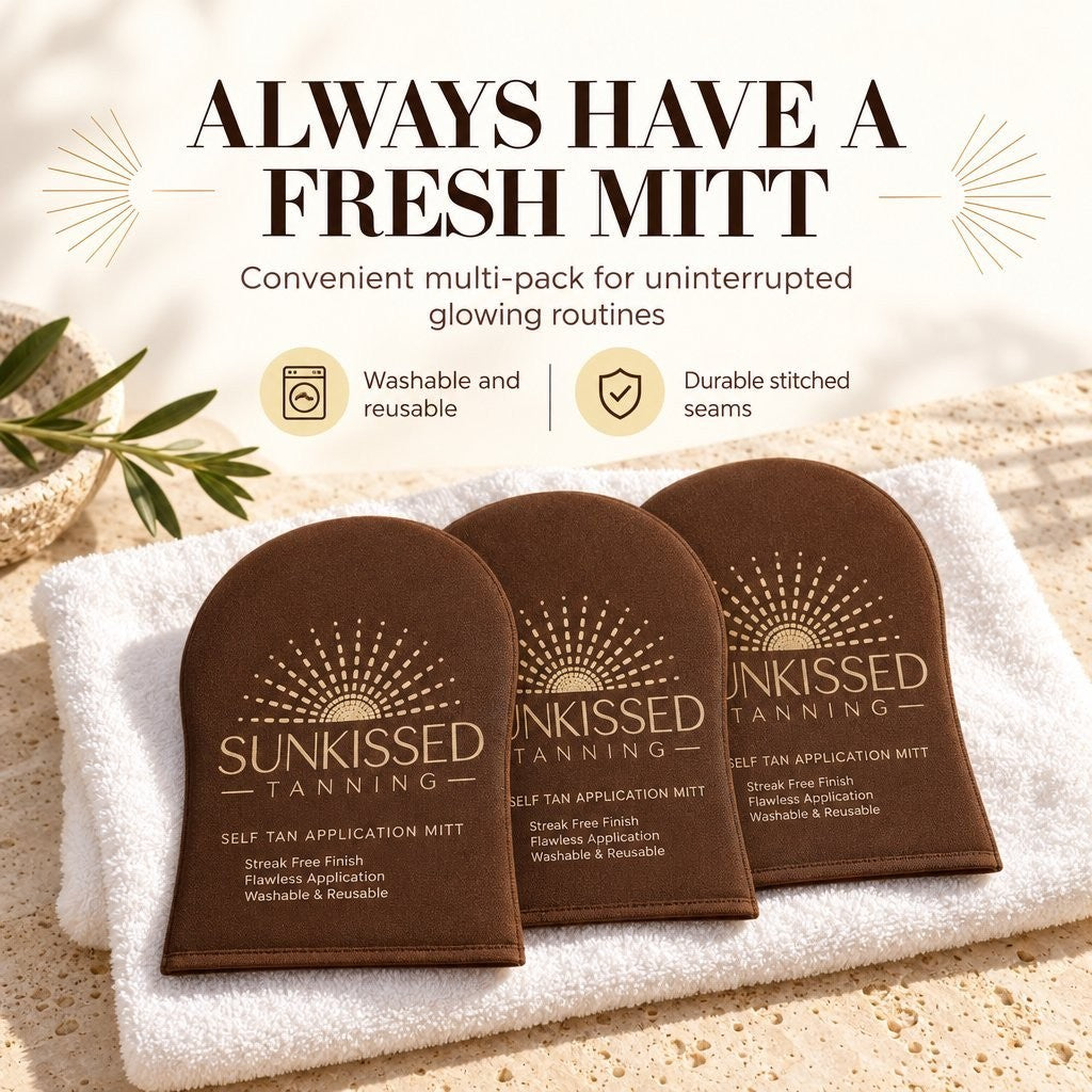 Self Tan Mitt Set - Professional Sunless Tanning Applicator Gloves (3 Pack)