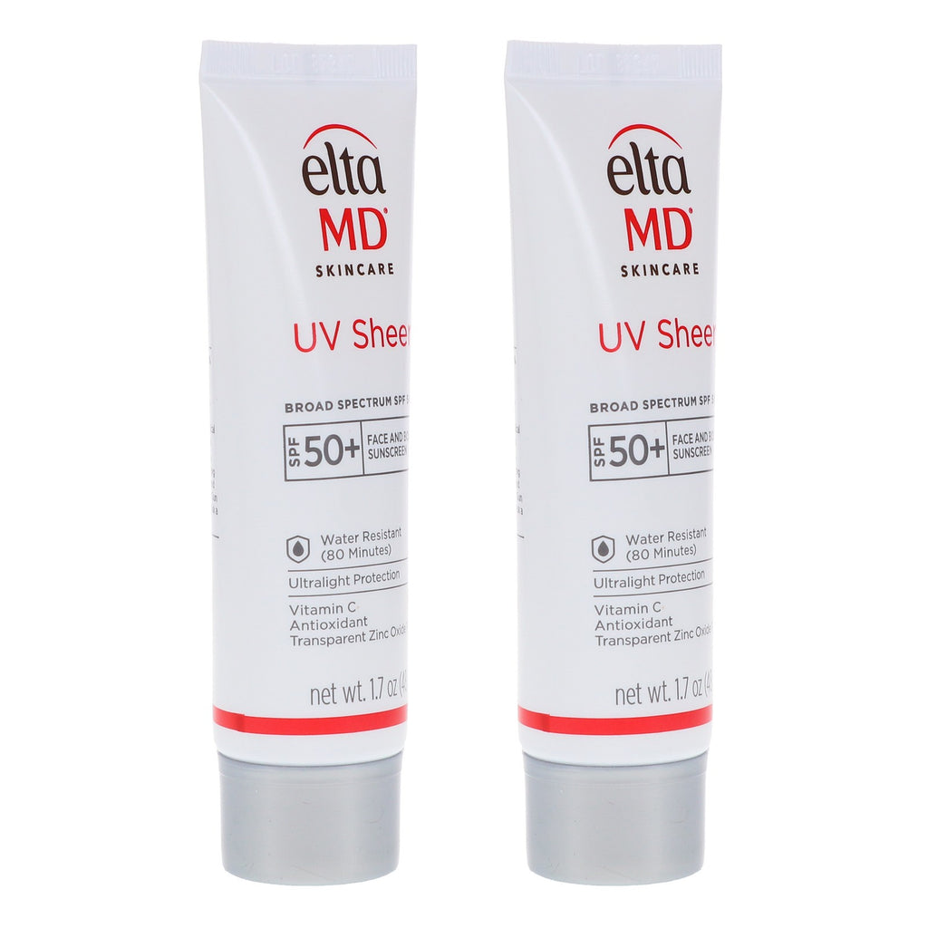 2 Pack EltaMD UV Sheer Broad Spectrum SPF 50+ Facial Sunscreen 1.7 oz