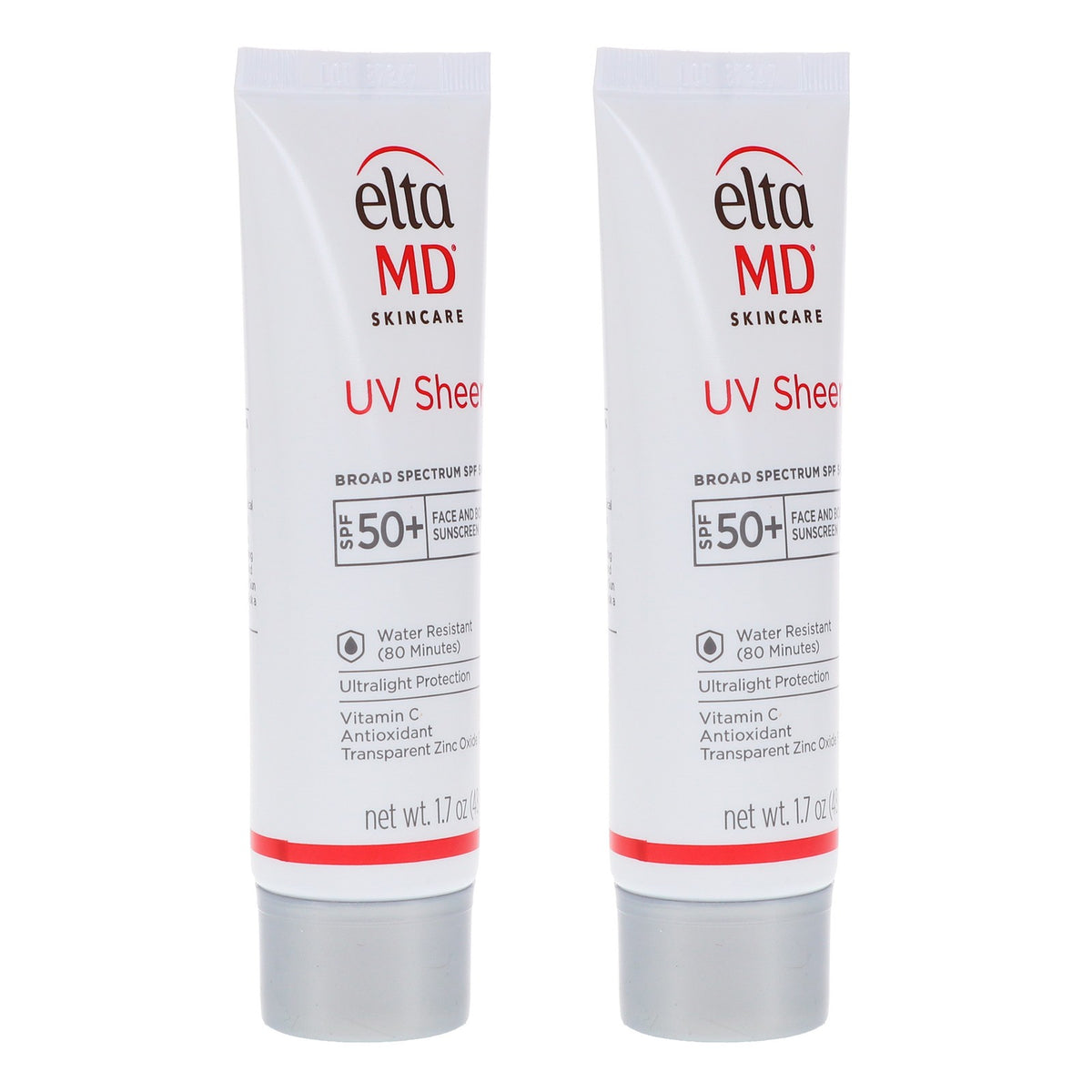 2 Pack EltaMD UV Sheer Broad Spectrum SPF 50+ Facial Sunscreen 1.7 oz