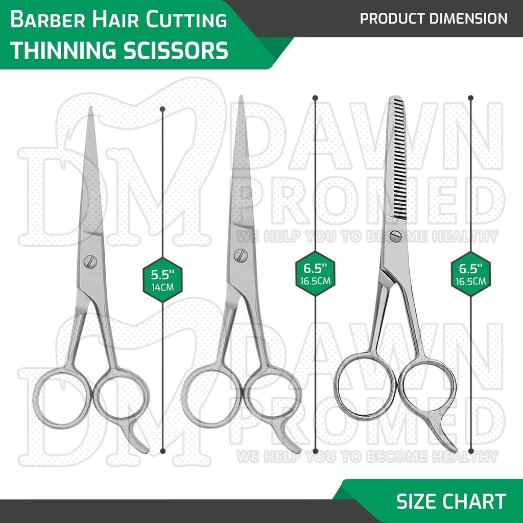 Professional Hair Cutting Scissors Set 3 Pcs - Thinning & Grooming Shears 5.5 & 6.5 Inches