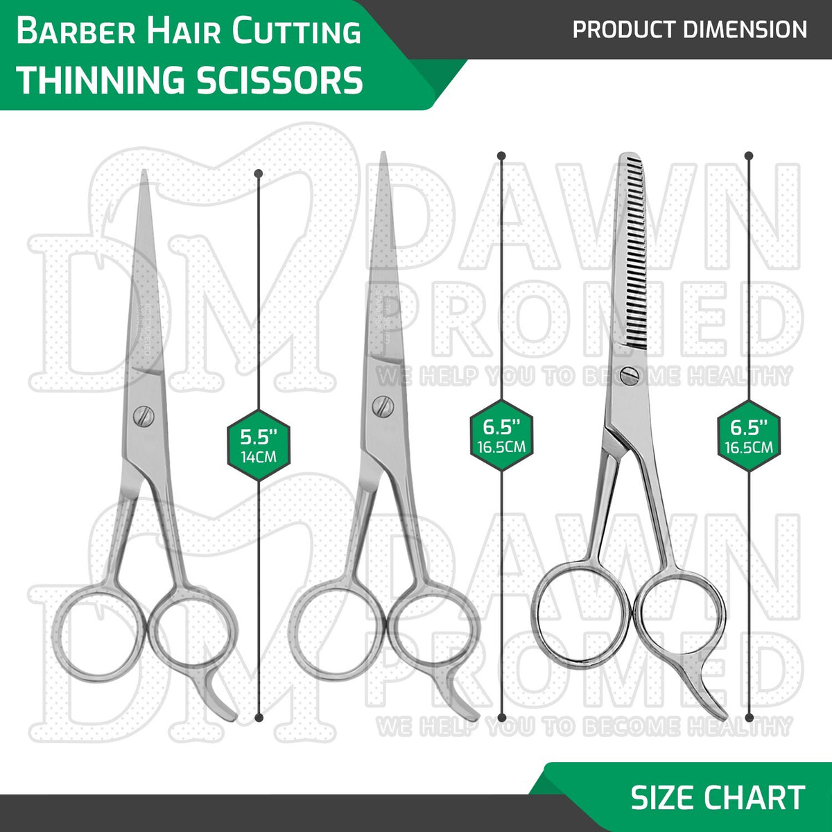 Professional Hair Cutting Scissors Set 3 Pcs - Thinning & Grooming Shears 5.5 & 6.5 Inches
