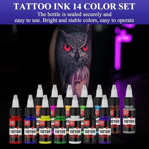 14-Color Tattoo Ink Set 15ml High-Pigment Professional Tattoo Supplies
