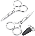Mustache & Ear Hair Scissors Set for Nose, Beard, Eyebrows - Professional Grooming Tools