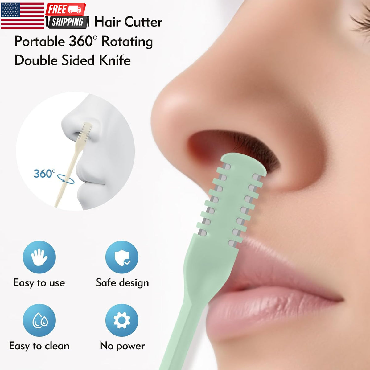 Nasal Hair Trimmer 5-Piece 2-in-1 Nose Hair Cutter with Double Sided Blades