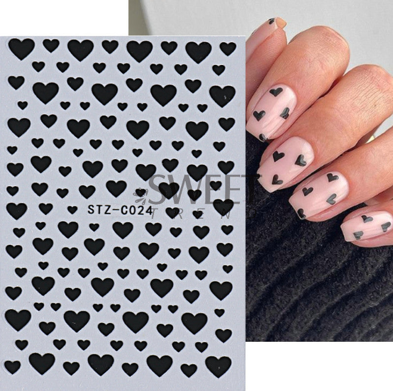 3 Sheets Nail Art Stickers Decals Transfer Valentine Heart Design