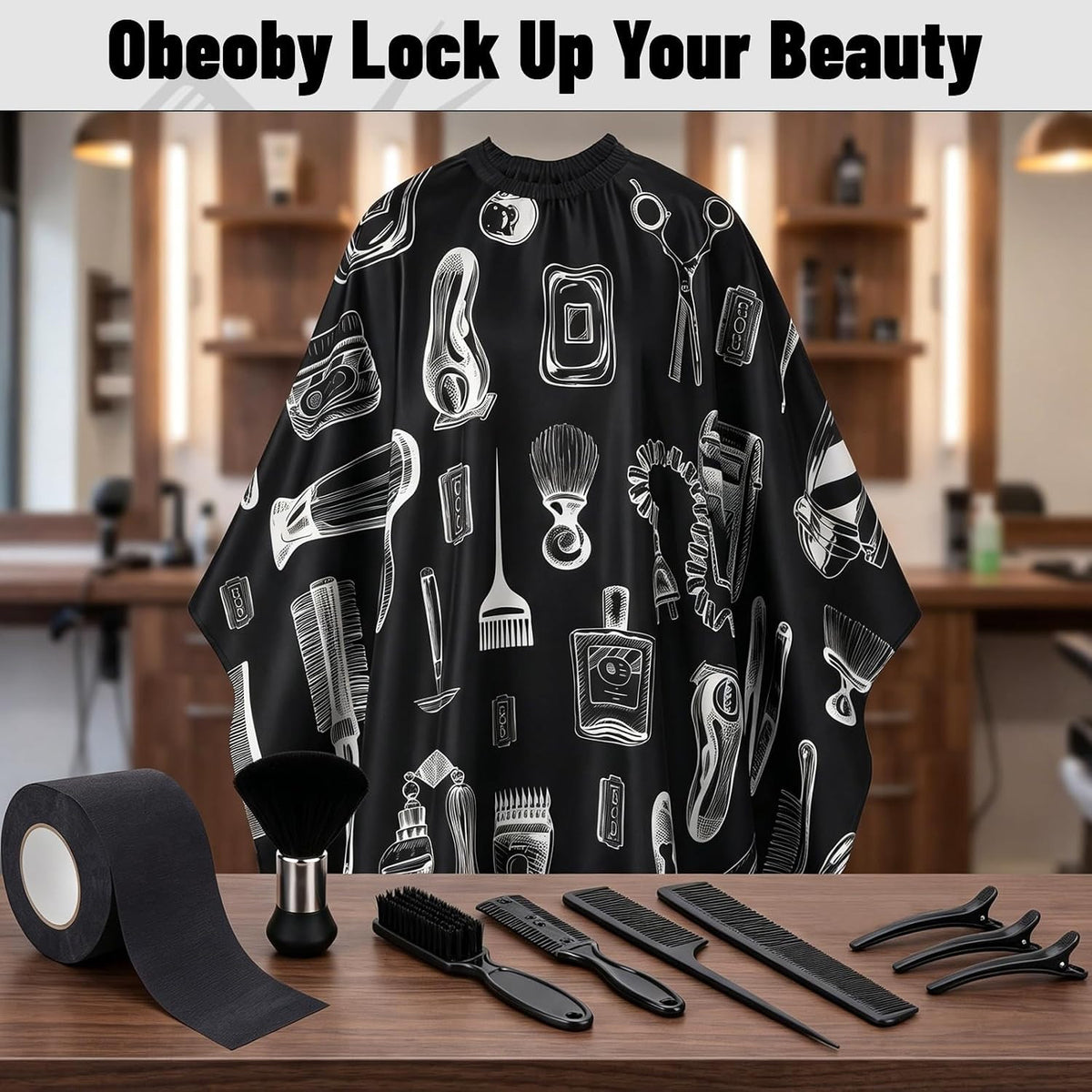 Barber Haircut Kit 10-in-1 with Neck Brush for Hair Cutting