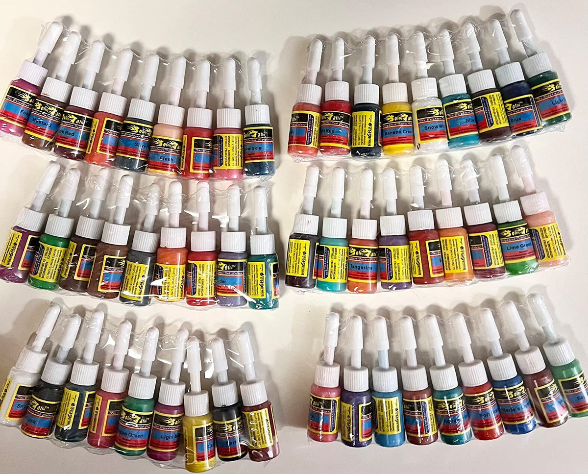 Tattoo Ink Set 54 Colored Pigment Palette - 5ml bottles Professional Supplies