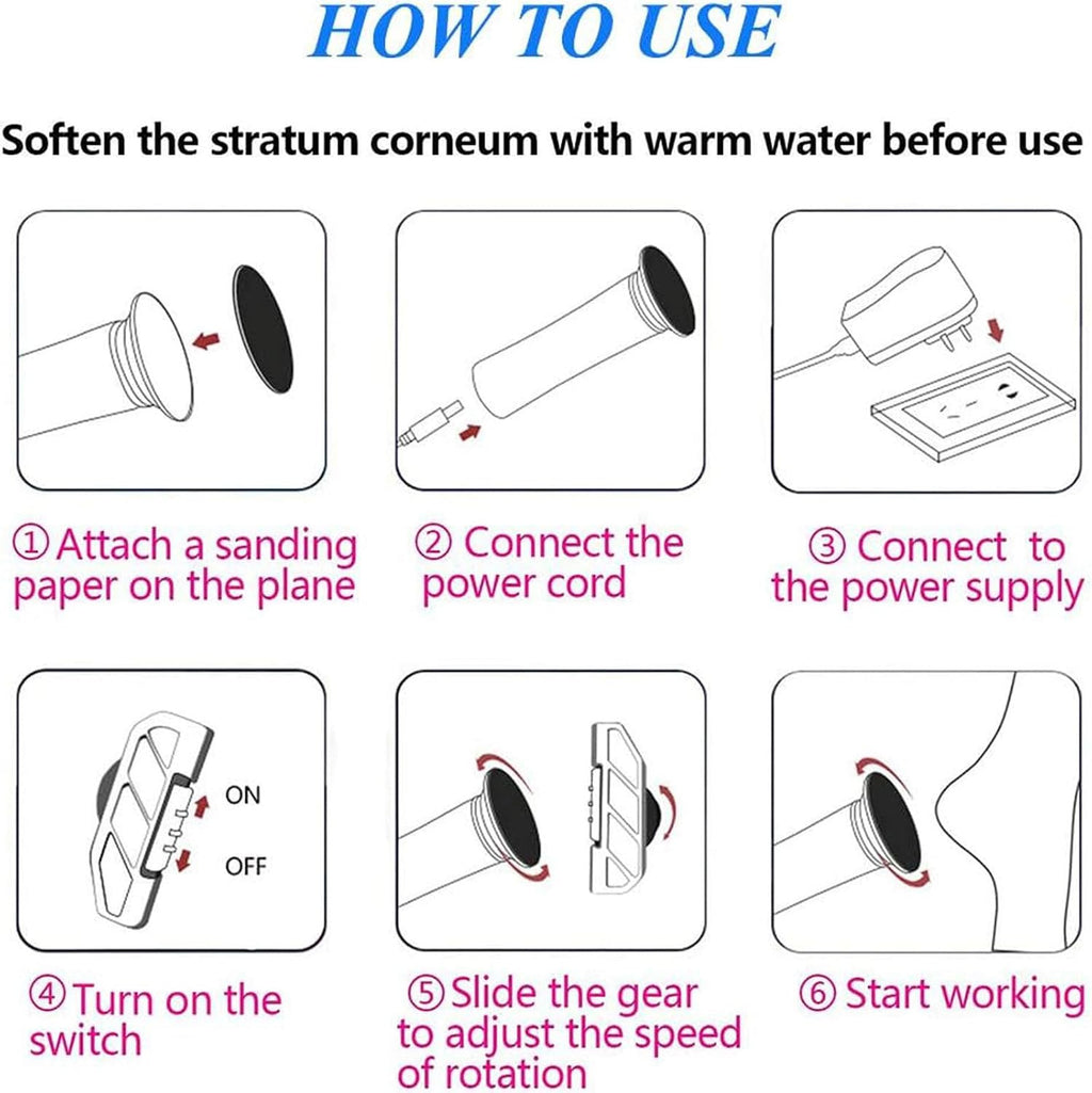 Electric Foot File Callus Remover with 60 Sandpaper Discs - Adjustable Speed Pedicure Tool