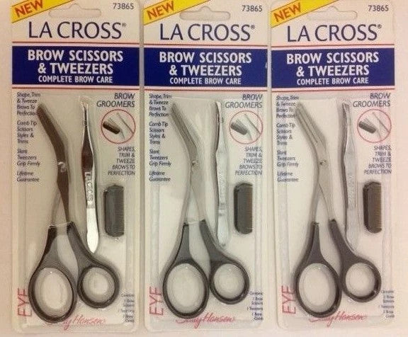 (3 Pack) Brow Scissors & Tweezers Set - Precision Grooming Tools for Eyebrow Shaping