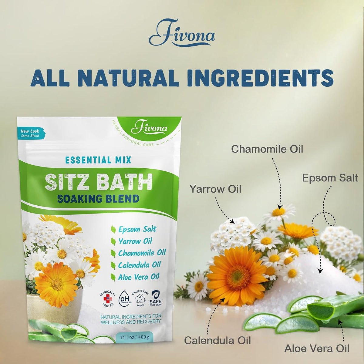 Natural Sitz Bath Salt for Hemorrhoid and Postpartum Relief - 14.1 Oz