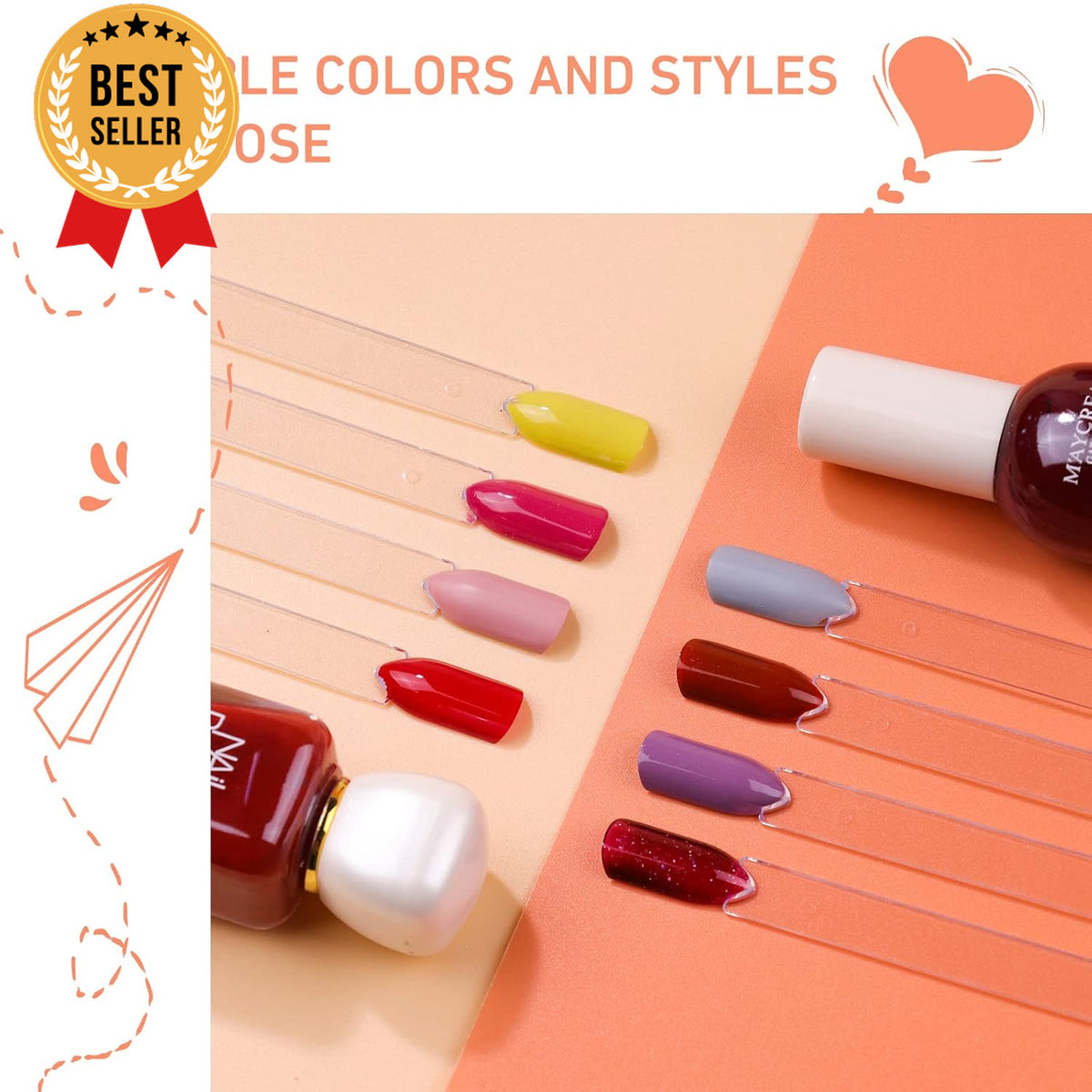 Nail Swatch Sticks Fan Shaped with Ring - 100 Clear Nail Tips for Display & Practice