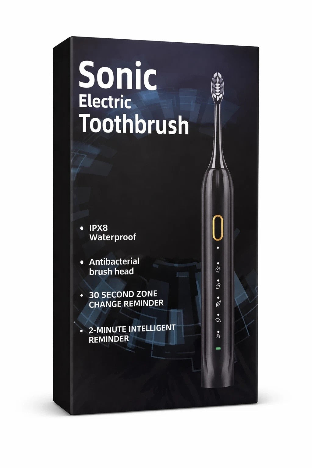Rechargeable Sonic Electric Toothbrush with 5 Brush Heads & Smart Timer - Black