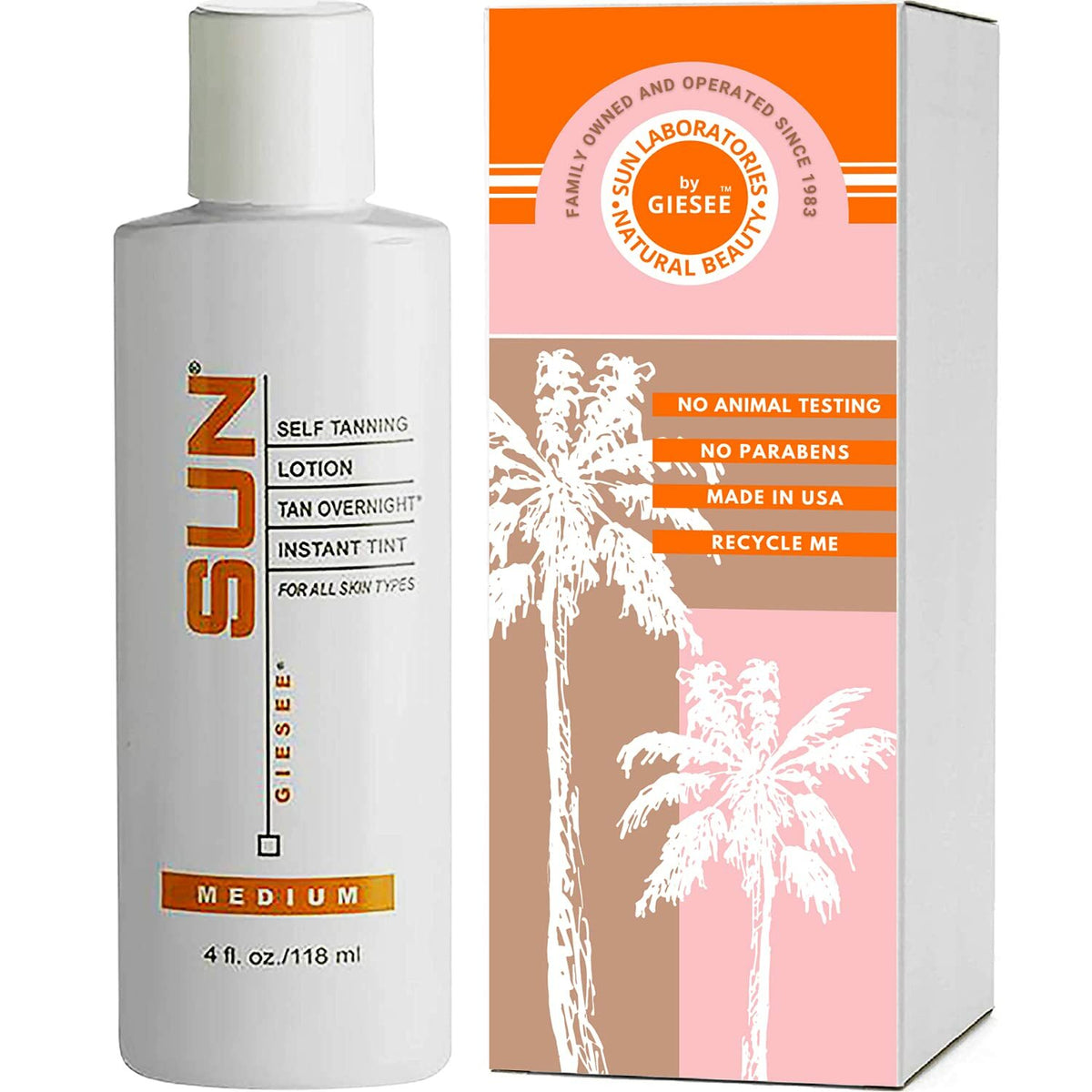 Self Tanning Lotion Medium Tan - 4oz Overnight Sunless Tanner for Natural Glow