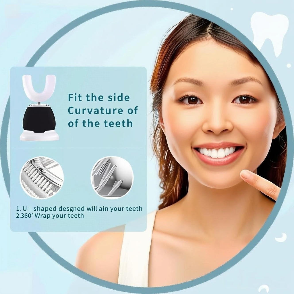 U-Shaped Ultrasonic Automatic Toothbrush with Whitening Blue Light