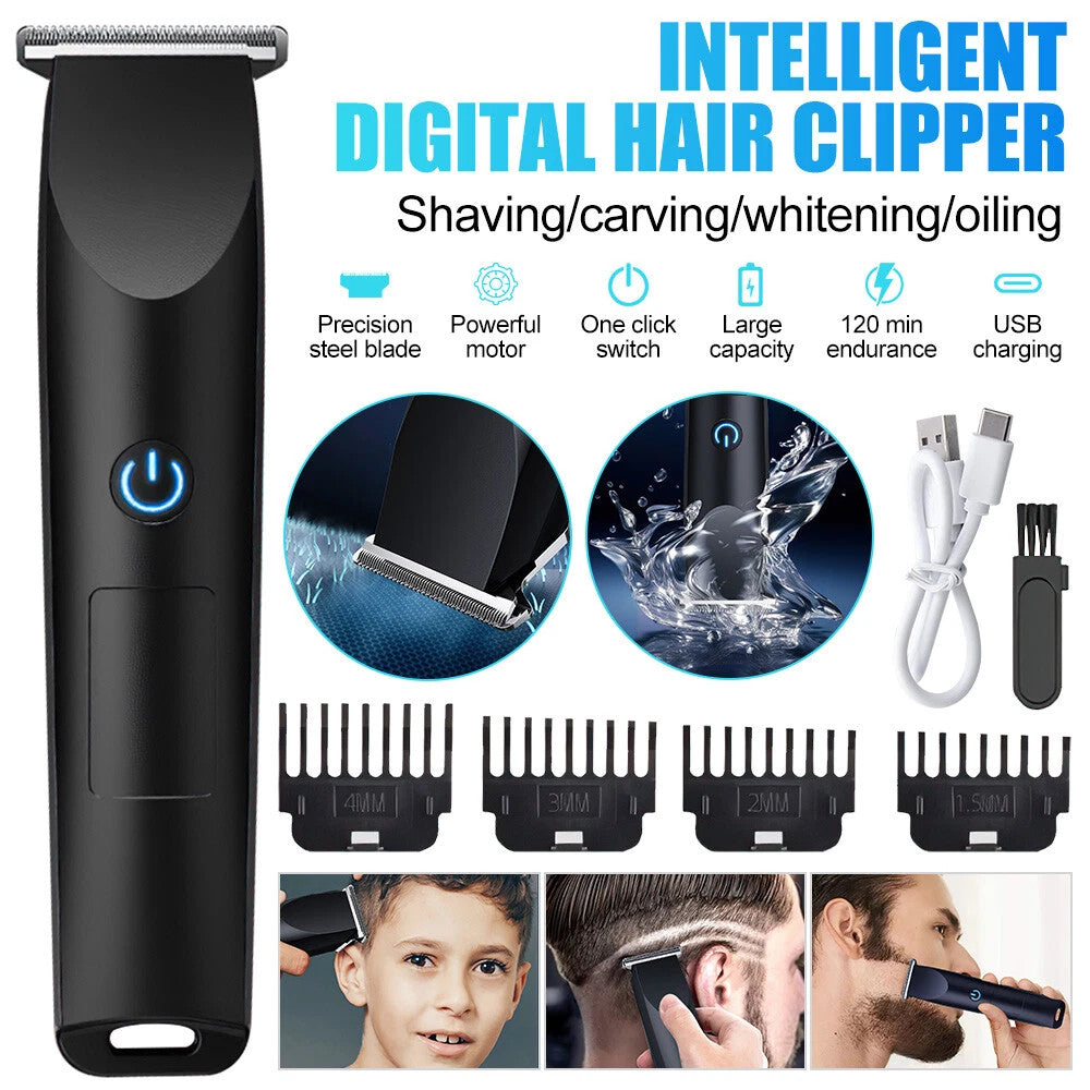 Men's Cordless Hair Clipper & Beard Trimmer with Detachable Stainless Steel Head