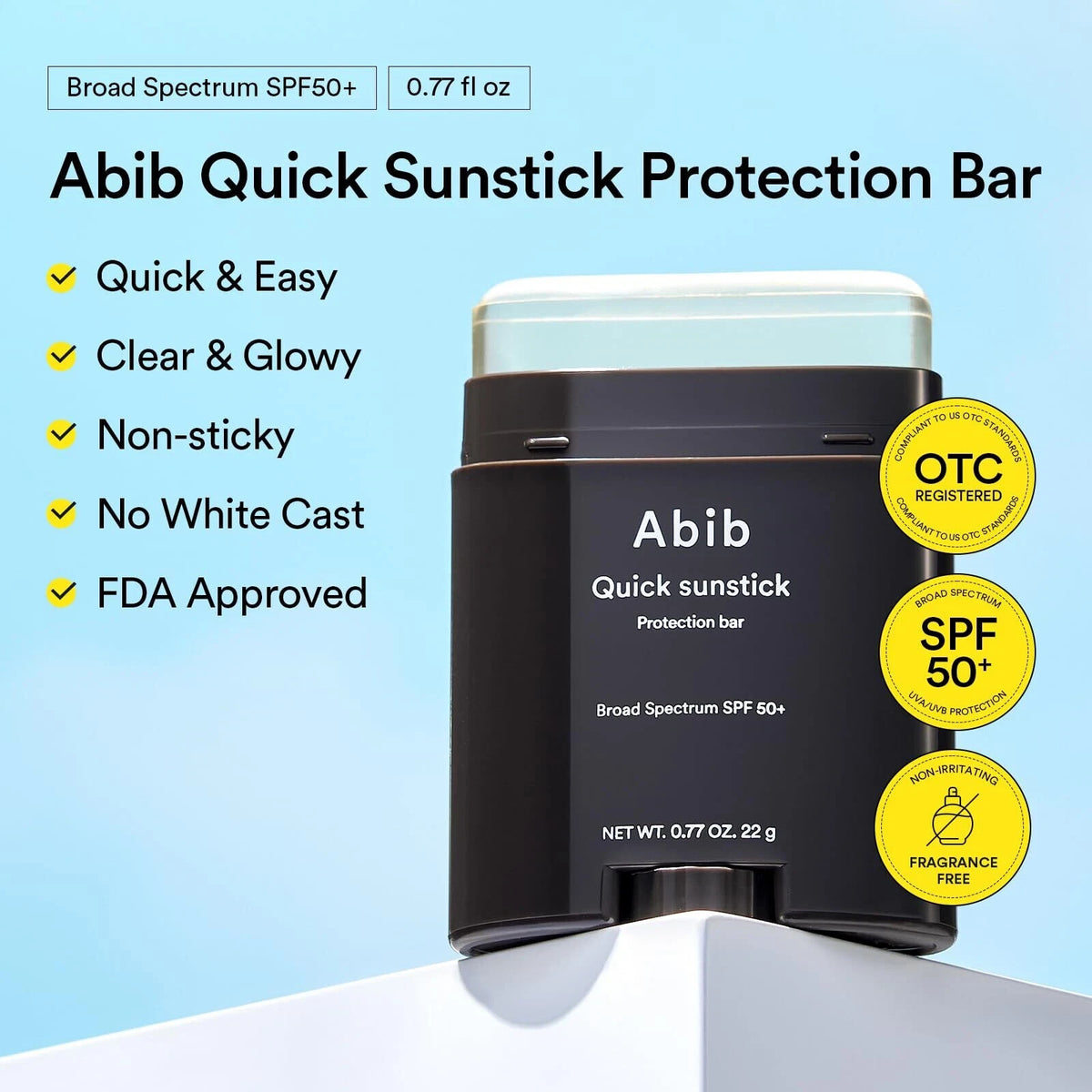Sunstick SPF50+ Protection Bar - Broad Spectrum, Water-Resistant, Portable Stick