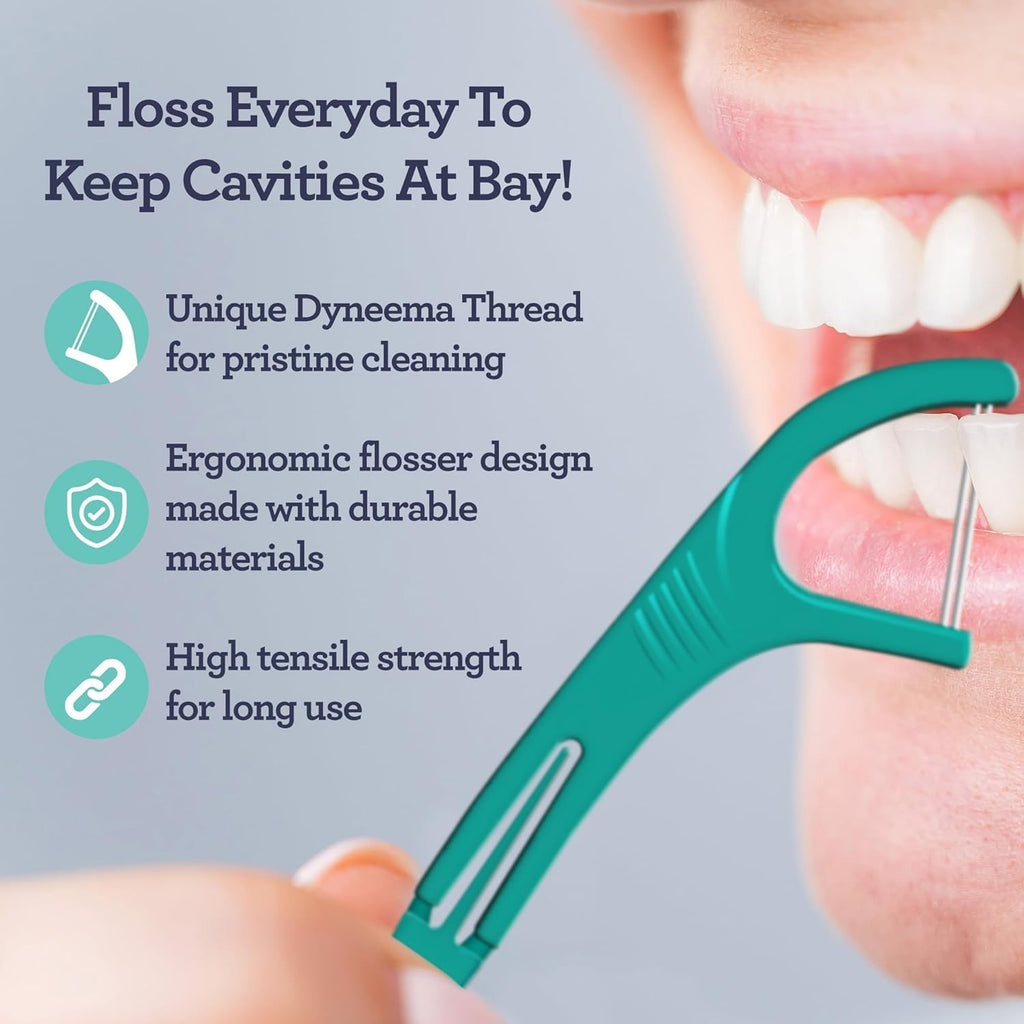 Dental Floss Picks Double Action Non-Shredding Oral Care Pack of 150