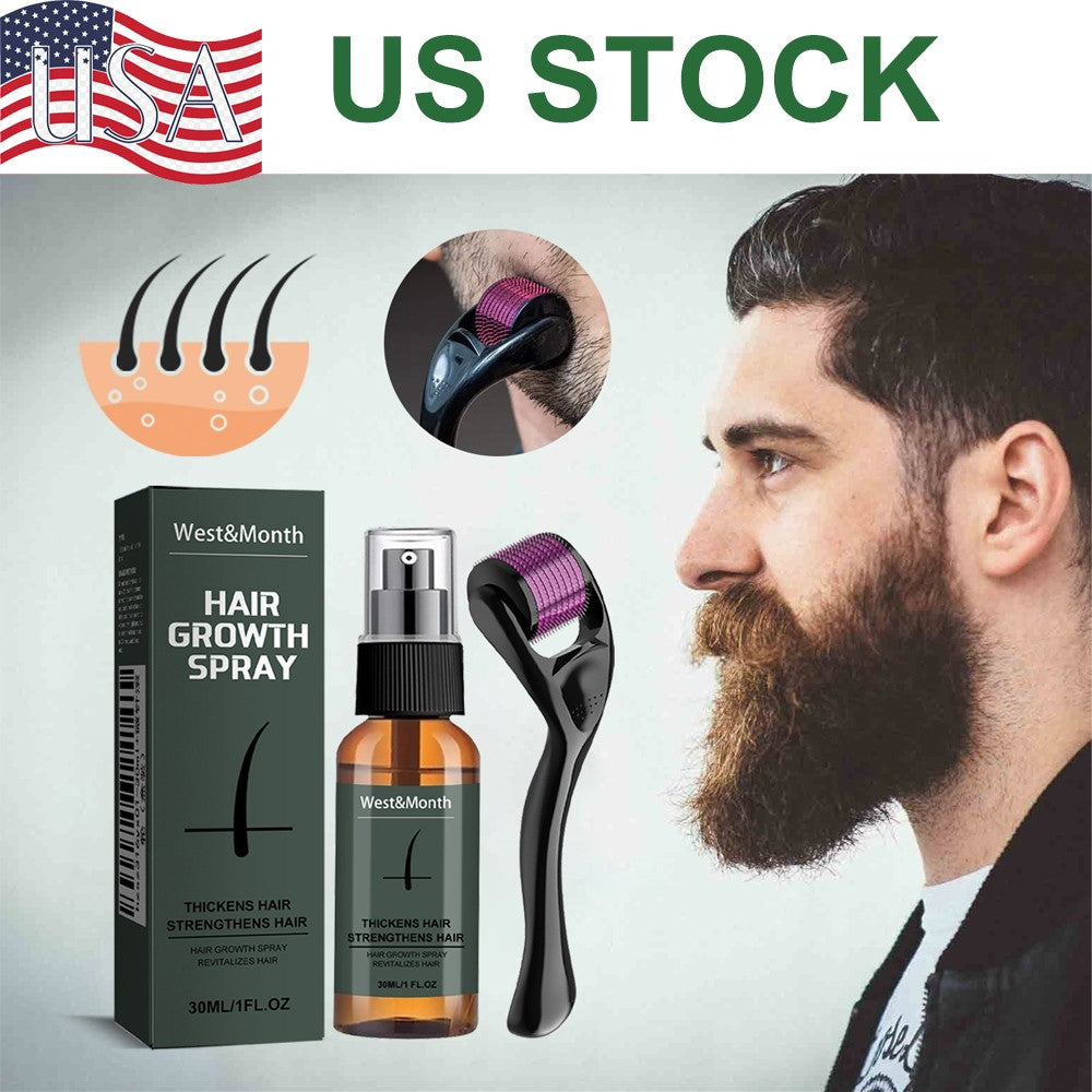 Beard Growth Kit with Derma Roller & Serum for Faster Facial Hair Growth