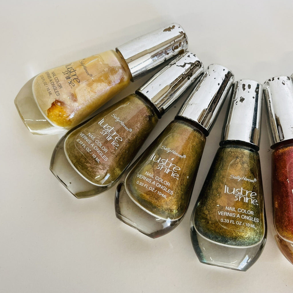 Set of 7 Shiny Multicolor Nail Polishes - Lustre Shine & Peeling Cap