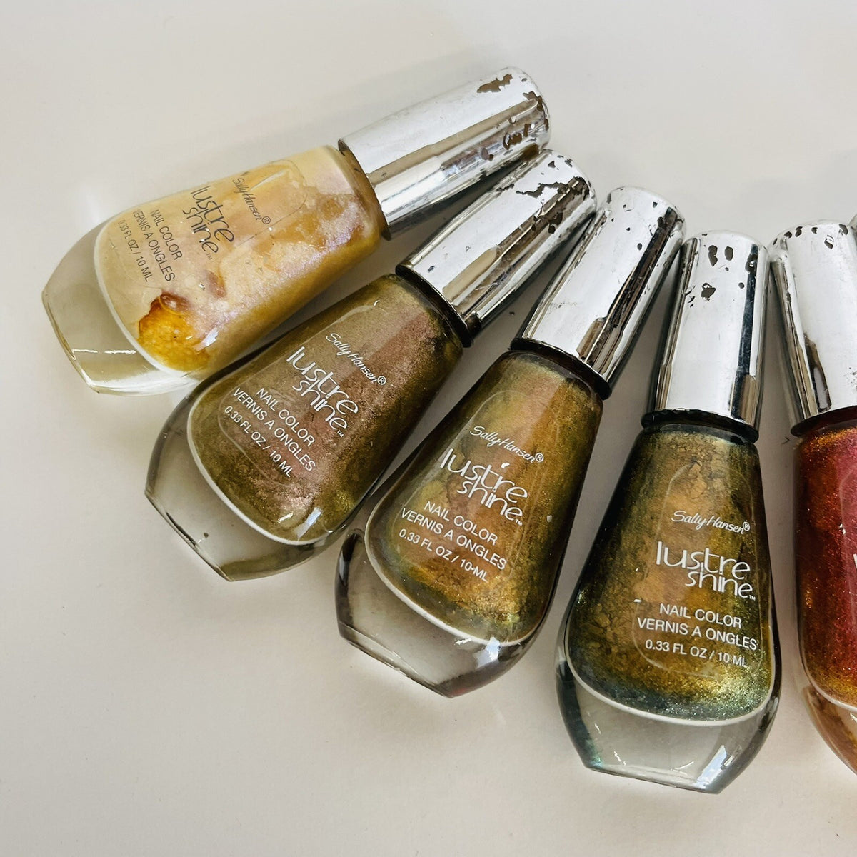 Set of 7 Shiny Multicolor Nail Polishes - Lustre Shine & Peeling Cap