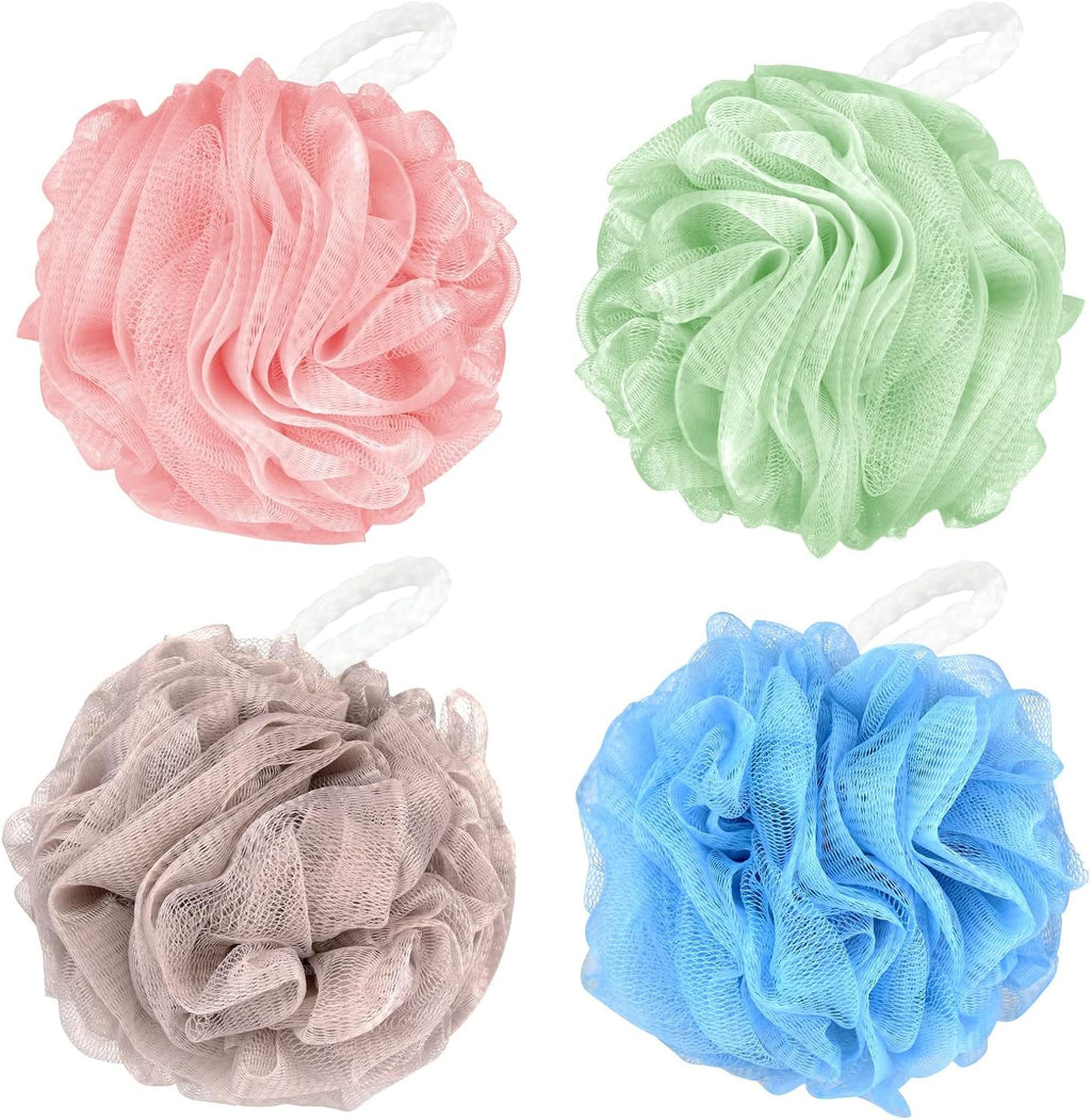 Bath Loofah Balls Set of 4 – Durable Shower Scrubber Sponges for Body Cleaning