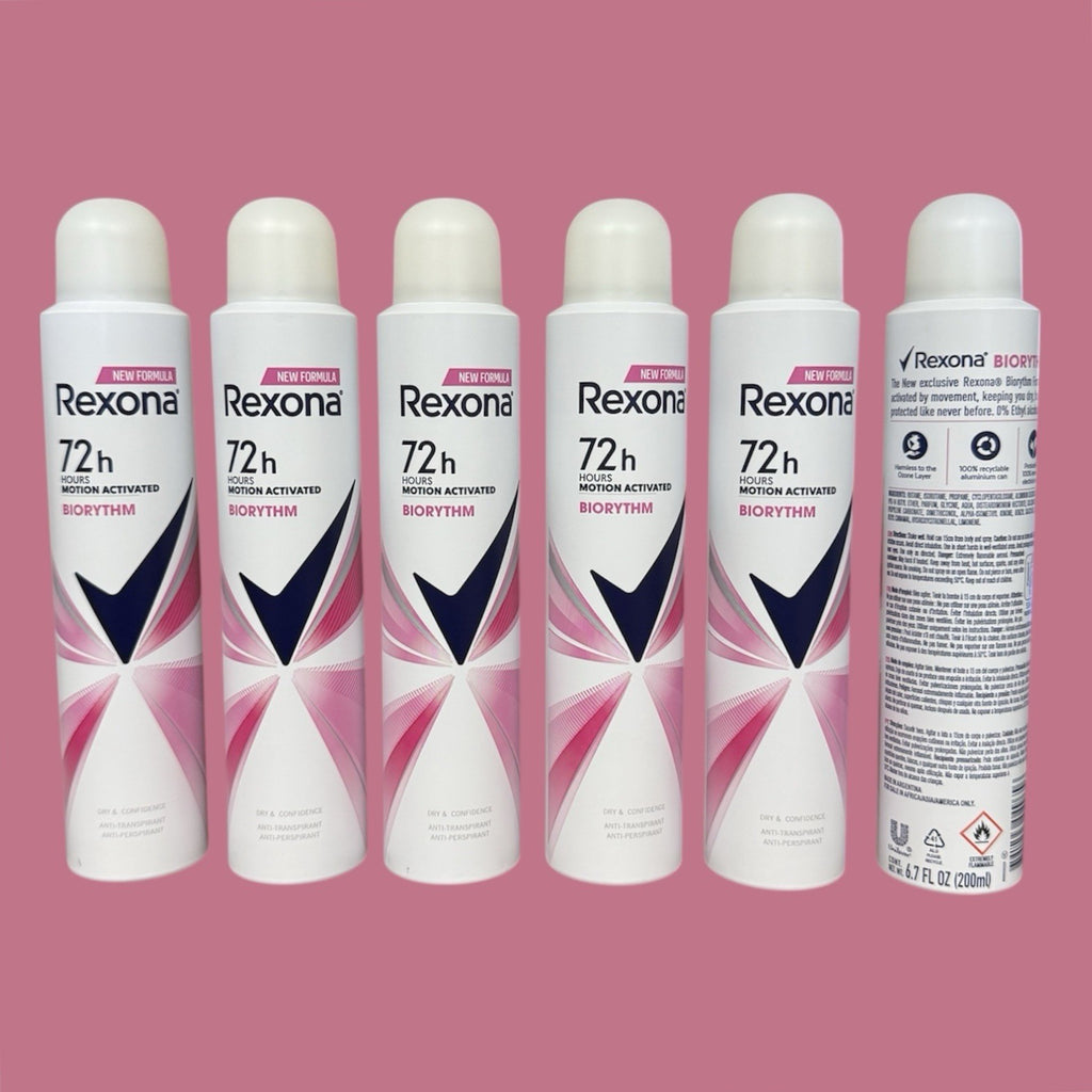 Rexona Biorhythm Deodorant Spray Alcohol-Free 72H Antiperspirant - 6 Pack 200ml