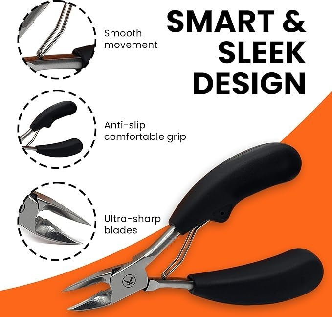 Heavy-Duty Stainless Steel Toenail Clippers - Extra-Wide Blade & Rubber Handle