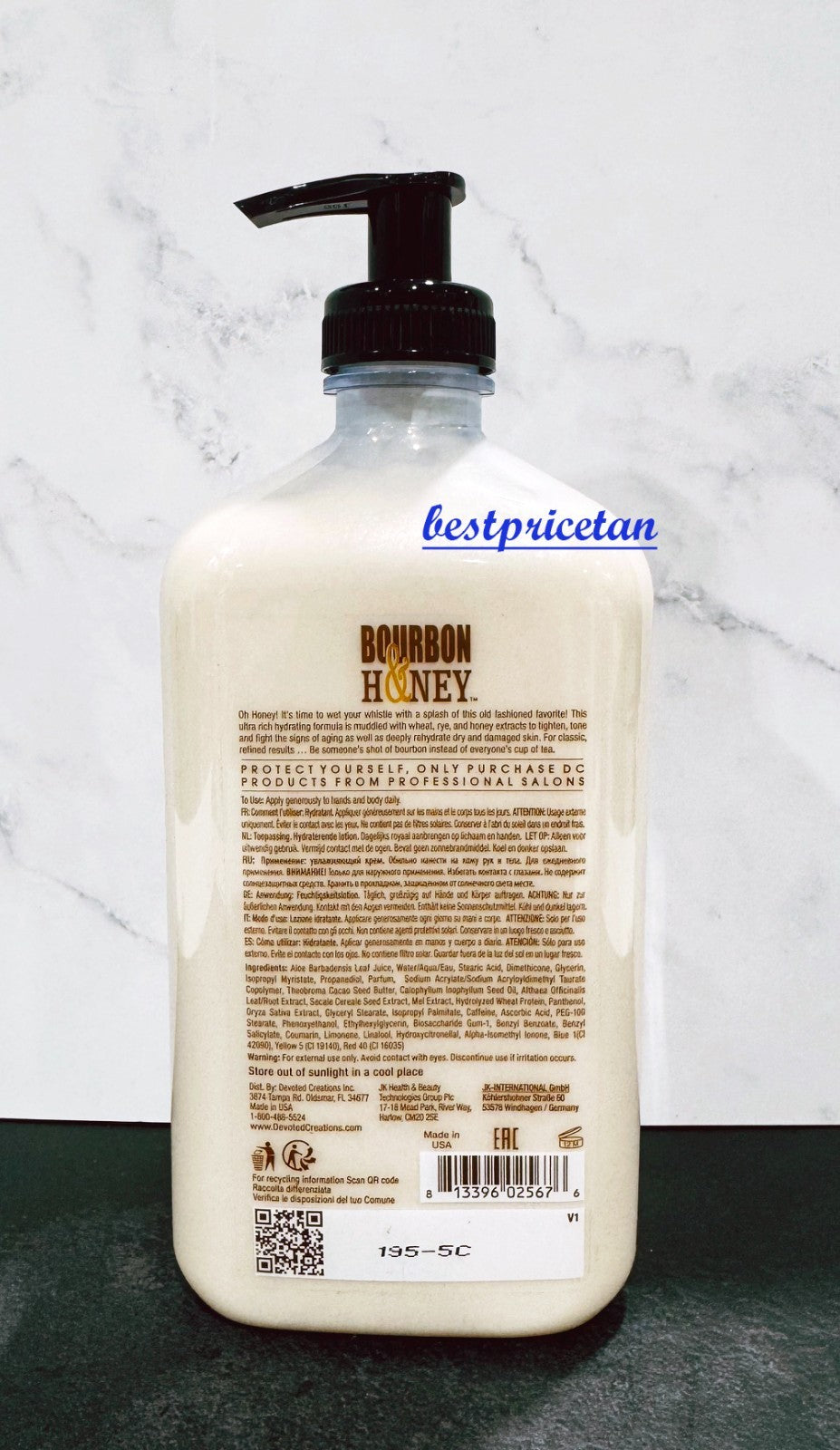 Ultra Hydrating Bourbon & Honey Body Moisturizer 18.25oz - Deeply Nourishing Cream for Dry Skin