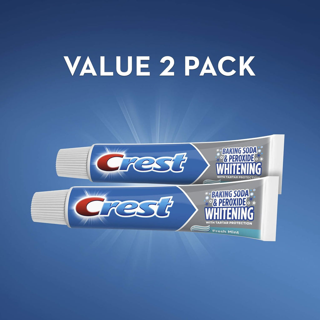 Crest Whitening Baking Soda & Peroxide Toothpaste 2-Pack, Fresh Mint, 5.7 oz