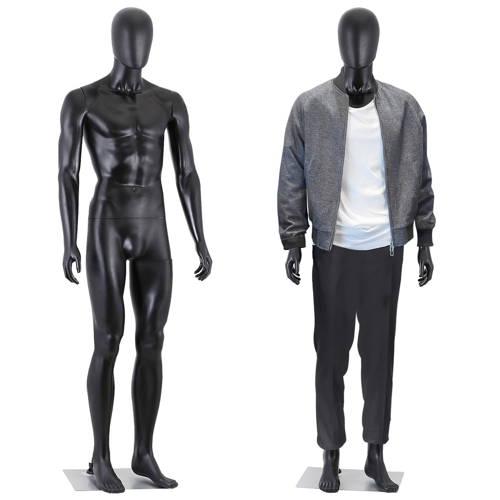 Full Body Adjustable Male Mannequin Stand 73 Inch Black for Fashion Display