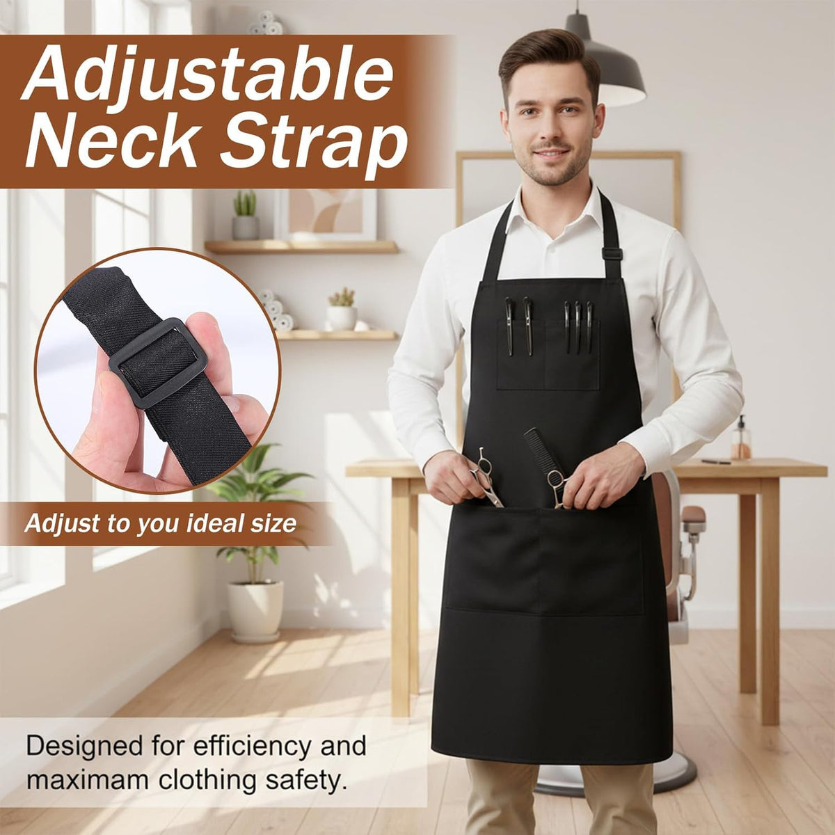Hair Stylist Apron with 4 Pockets Waterproof Barber Apron for Hairdressers