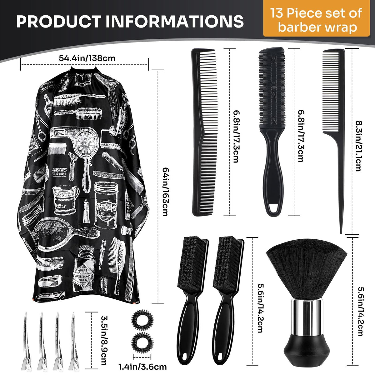 Extra Large Hair Cutting Cape with Neck Duster Brush - Waterproof & Adjustable 63" x 55"