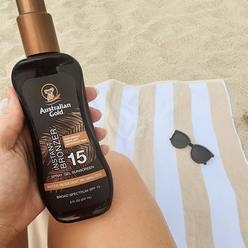 SPF 15 Spray Gel Sunscreen with Bronzer - Coconut Scent, 2-Pack
