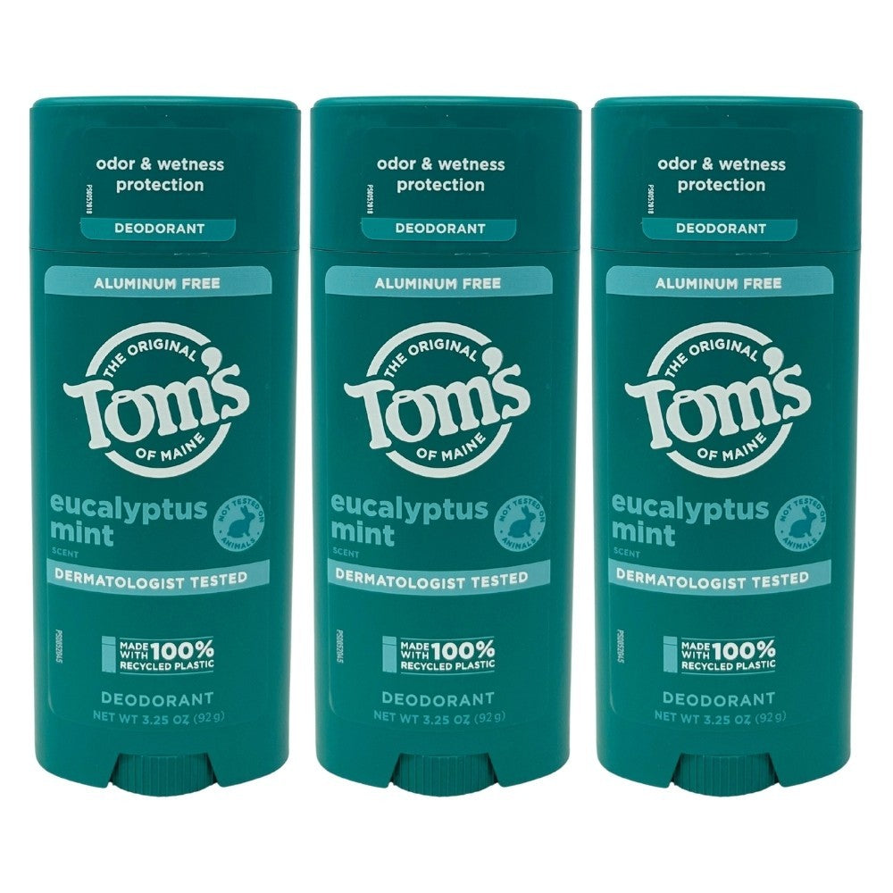 Tom's of Maine Aluminum-Free Deodorant Stick Eucalyptus Mint 3.25oz - Pack of 3