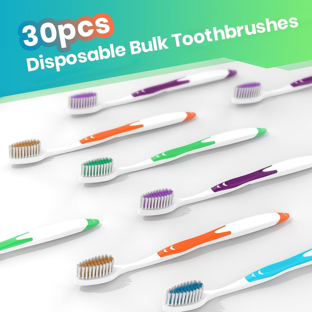 Disposable Toothbrush Set with Covers - 30 Pack, Portable & Hygienic