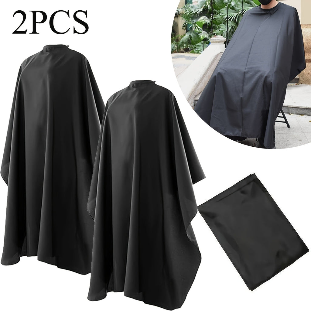 2 Pack Hair Cutting Capes for Salon & Barber Use - Adjustable Neck, Black