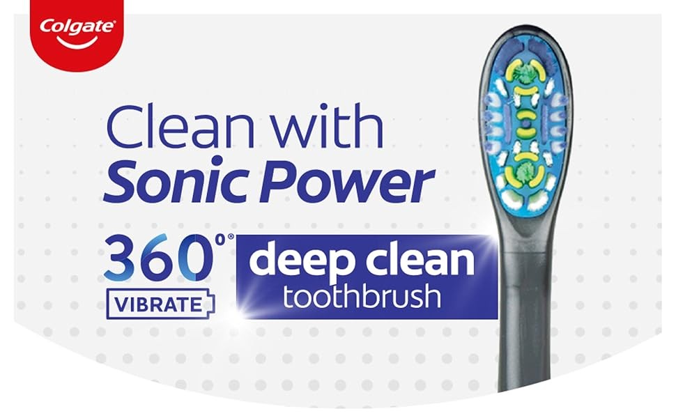 Electric Toothbrush 360 Vibrate Deep Clean Battery-Powered Medium Bristles