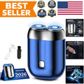 Mini Electric Travel Razor for Bald Men Cordless Dual Head Shaver