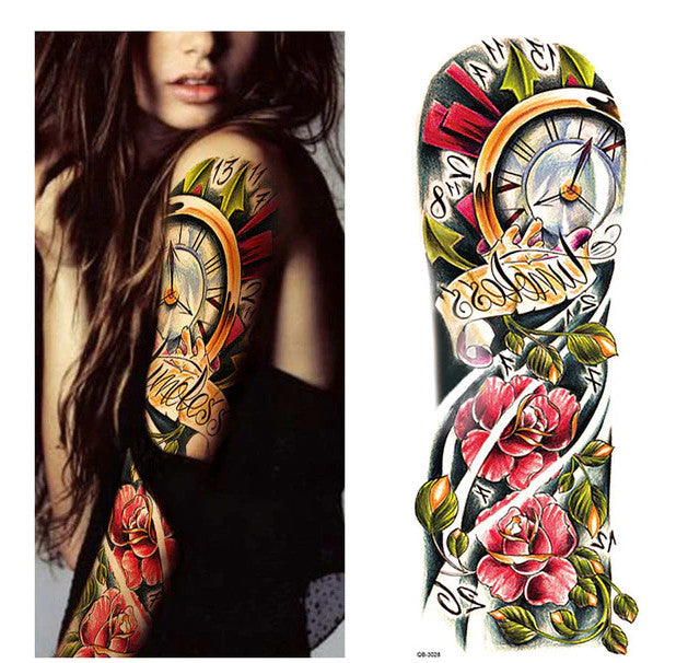 Large Temporary Body Art Arm Tattoo Sleeve 5Pcs Waterproof, 48x17 cm