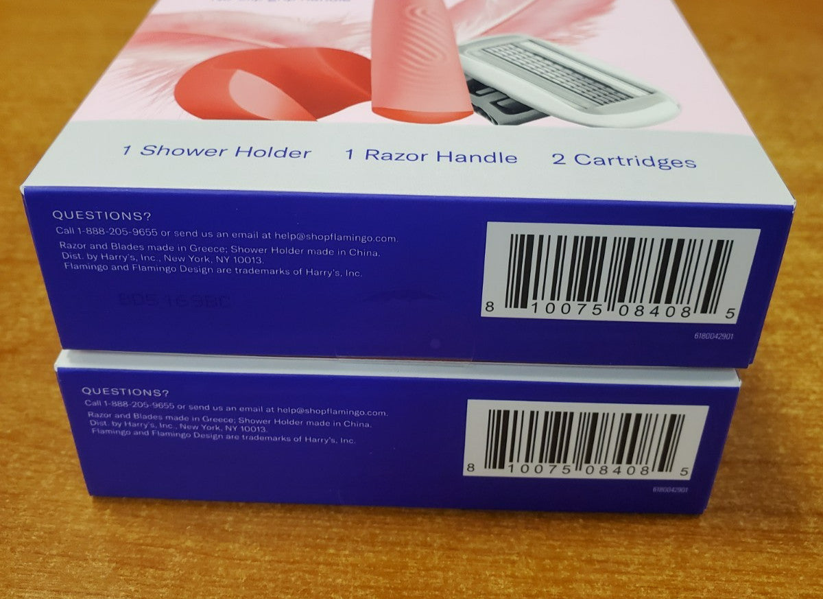 Women’s 5-Blade Razor Set with Handle, Refills & Shower Holder - Flamingo
