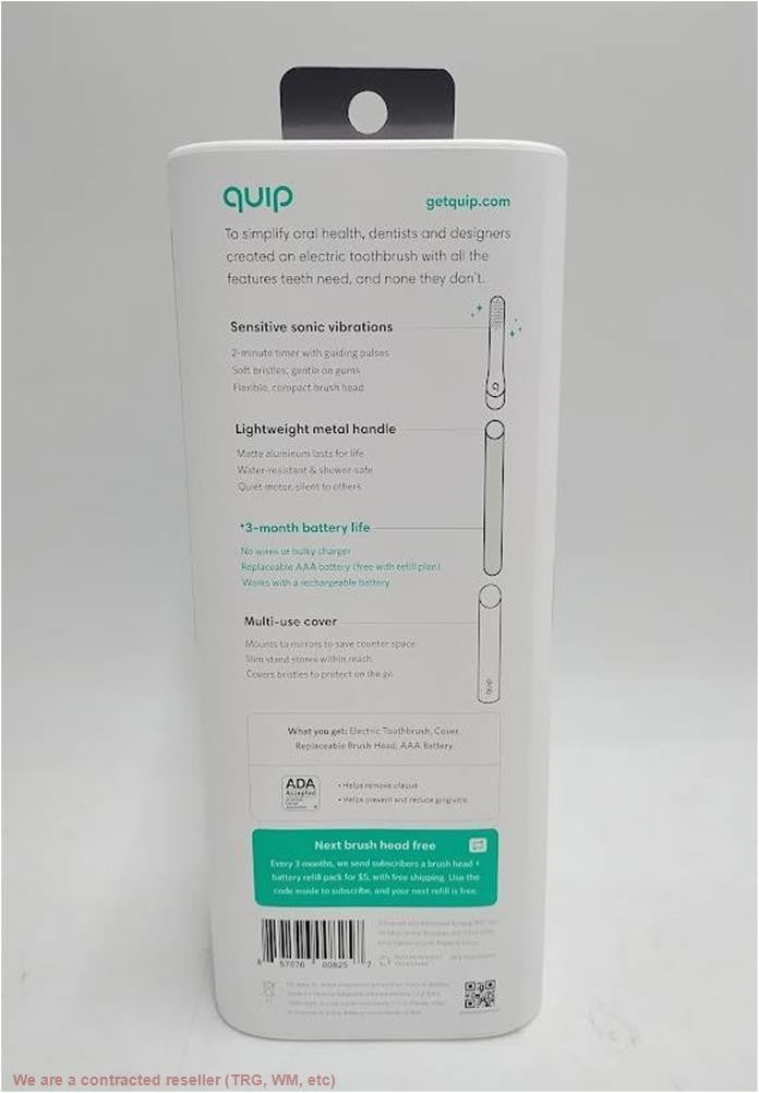 Electric Toothbrush Slim Handle with Soft Bristle Heads - Quip